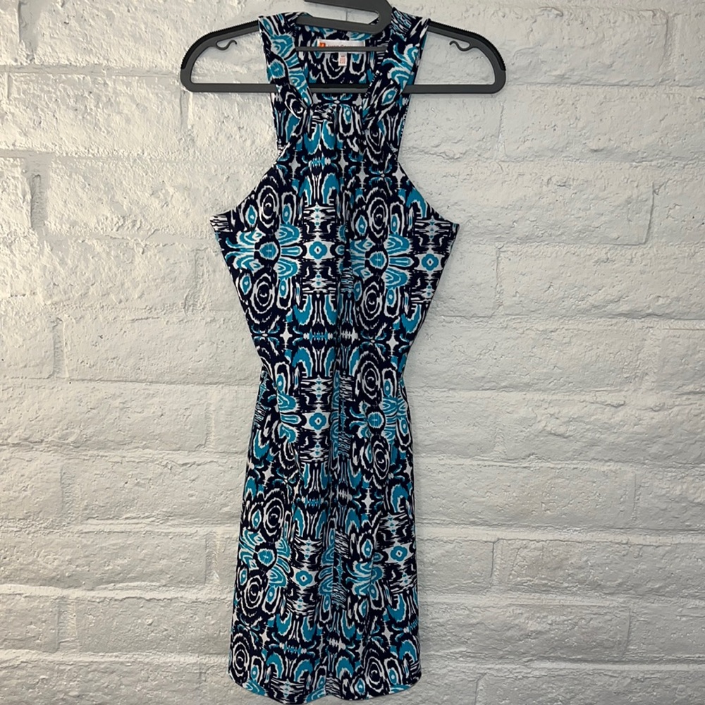Jude Connally Blue/Turquoise Halter Twist Dress, XS